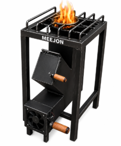 meejon wood fired rocket stove for home & outdoor cooking, smokeless metal chulha, heavy duty lakdi ka chulha angeethi sigdi, camping hiking picnic bbq stove for large family